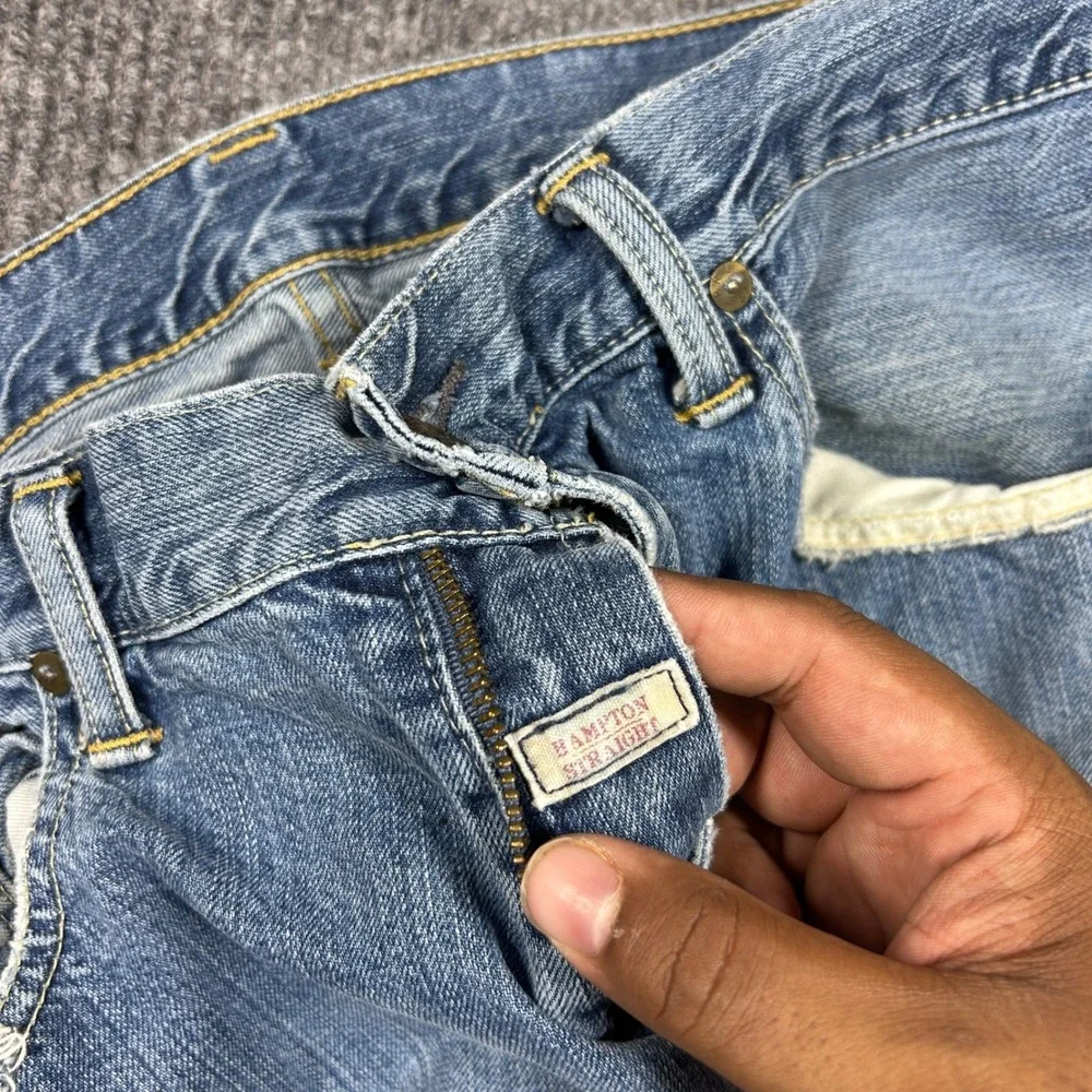 Polo Ralph Lauren Jeans Mens 36x32 Hampton Straight Blue Distressed RN41381